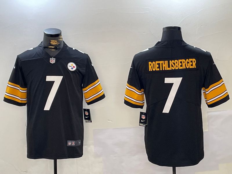 Men Pittsburgh Steelers 7 Roethlisberger Black 2024 Nike Vapor Limited NFL Jersey style 2